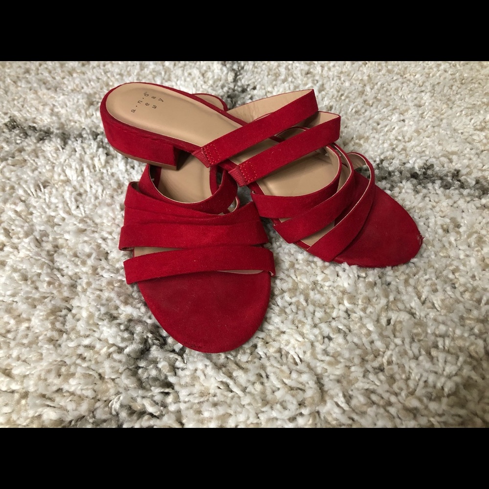 A New Day Red Strappy Slip On Sandals